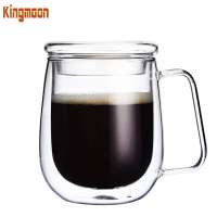 250ml Hot Selling Fashion Heat Resistant Clear Double Wall Glass Coffee Mug / Cup with Lid Tea mug