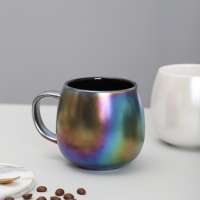 unique design single wall drinkware 435ml ceramic cups novelty coffee mug with handle