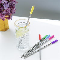 Food Grade Reusable  304 Stainless Steel Drinking Straw With Silicone Tips Customized logo