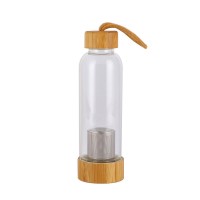 Hot selling products pyrex glass with bamboo lid tea infuser water bottle