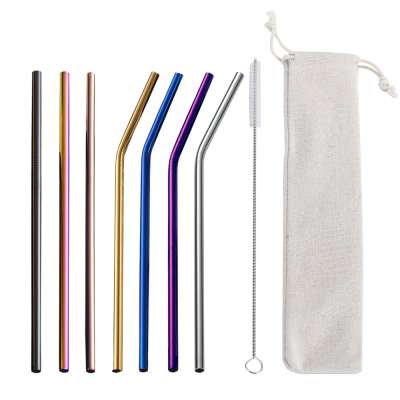 Hot!!! Stainless steel rainbow colored metal straws for drinking