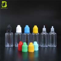 e liquid bottle 30ml pet bottle with childproof & tamper evident cap and long thin dropper