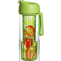 Hot sale colourful  borosilicate glass fruit infuser water bottle