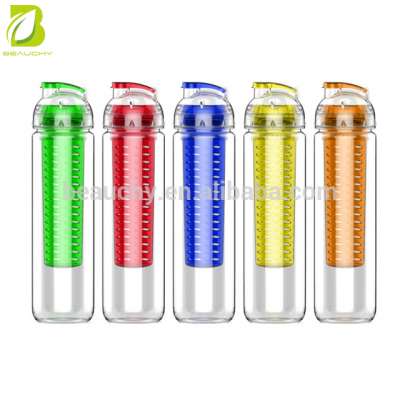 Bpa free sport water bottle fruit infuser water bottle tritan bottle of water with infuser