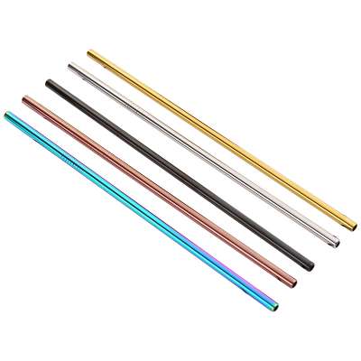 Hot Sell 18/10 stainless steel custom sets Straight and curved colorful metal drinking straw